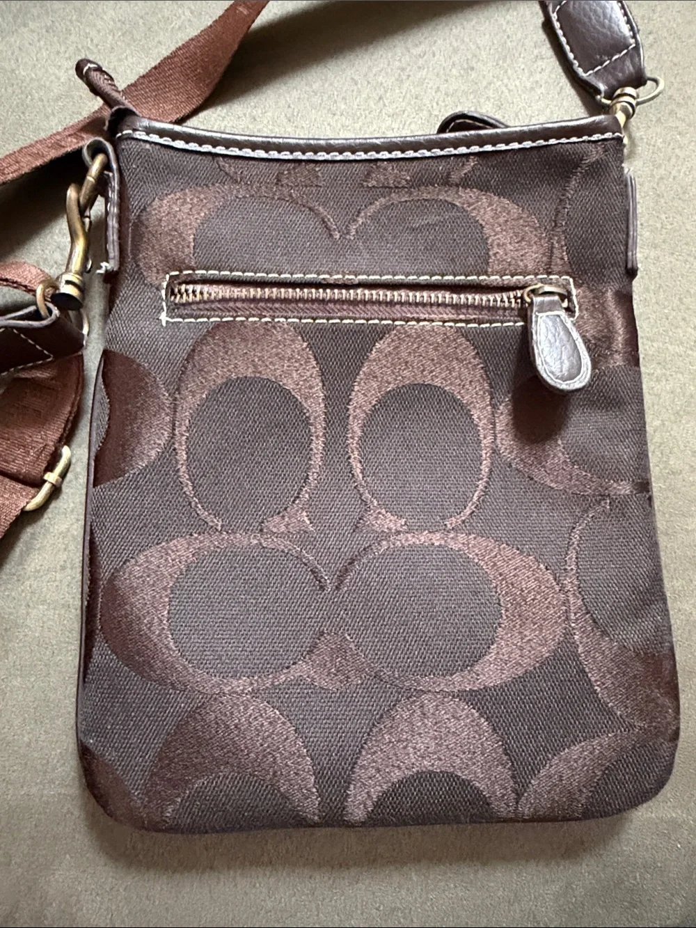 COACH Brown Signature Canvas Messenger Crossbody (1741)